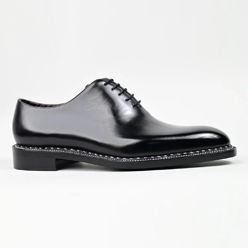 VSong MTO Black Norwegian Oxfords Shoes