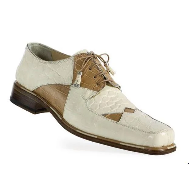 Mauri Cream/Taupe Genuine Alligator Oxford Shoes