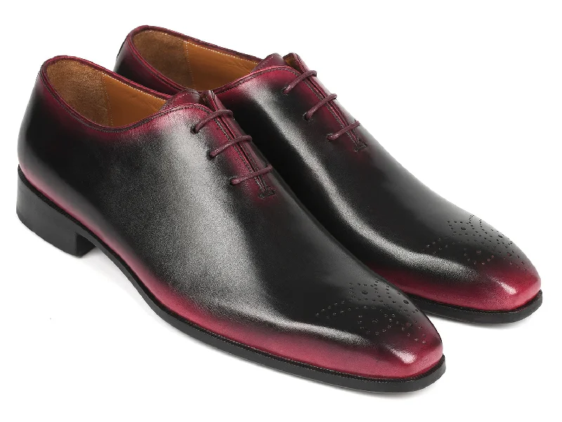 Paul Parkman Black & Red Men's Oxford Shoes (ID#KR254-01-83)