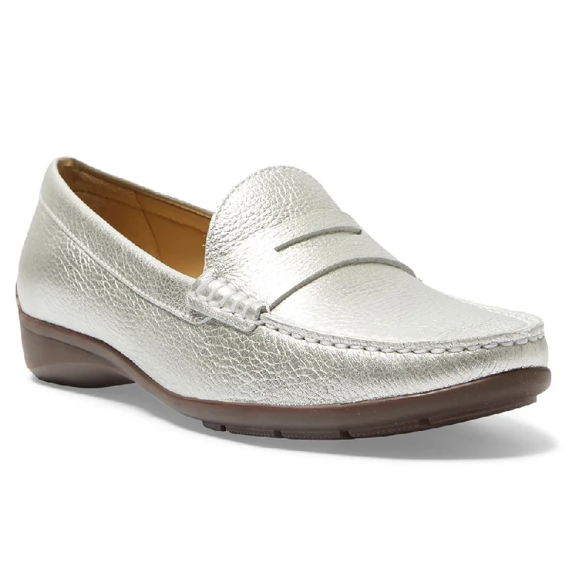 Travis Loafer in Silver Metallic Leather