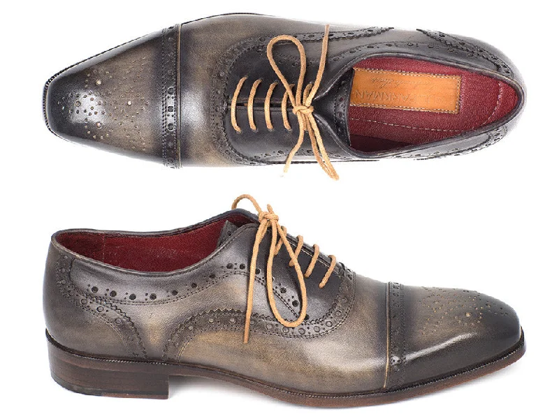 Paul Parkman Men's Captoe Oxfords Gray (ID#024-GRAY)