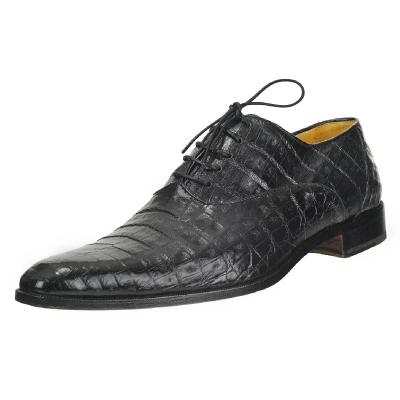 Mauri Black Genuine All Over Crocodile Oxford Shoes