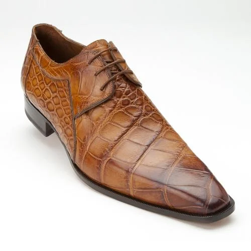 Mauri Sipario 1085 Brandy Genuine All-Over Alligator Hand-Painted Oxford Shoes