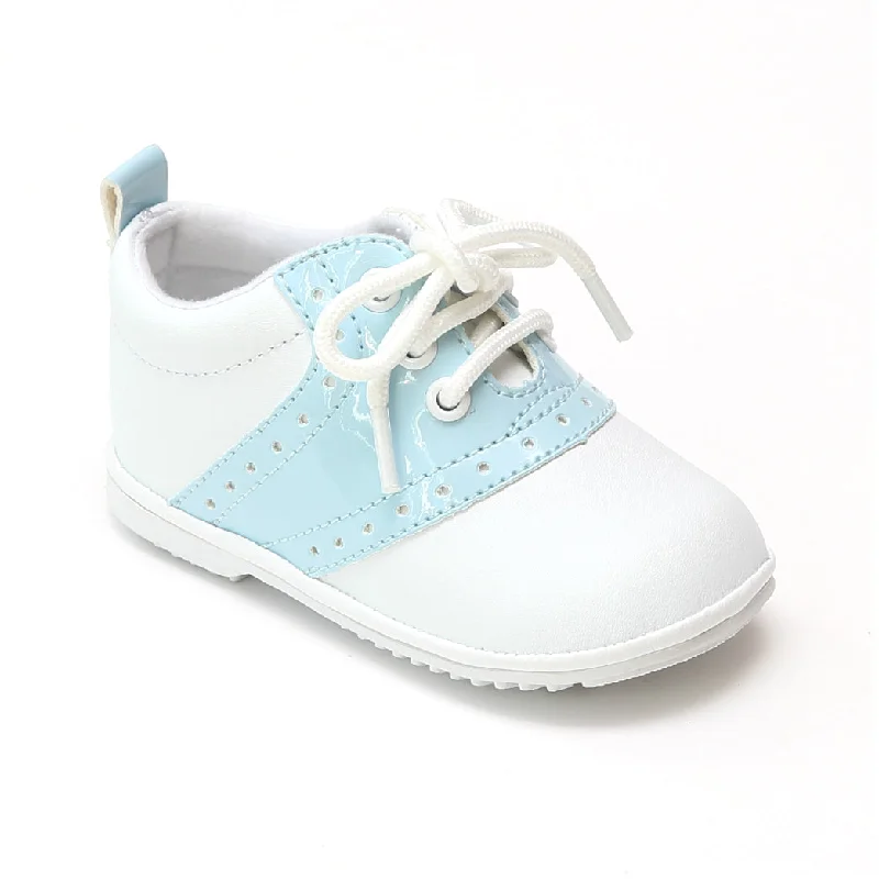 Angel Baby Boys Austin Lace Up Patent Saddle Oxfords