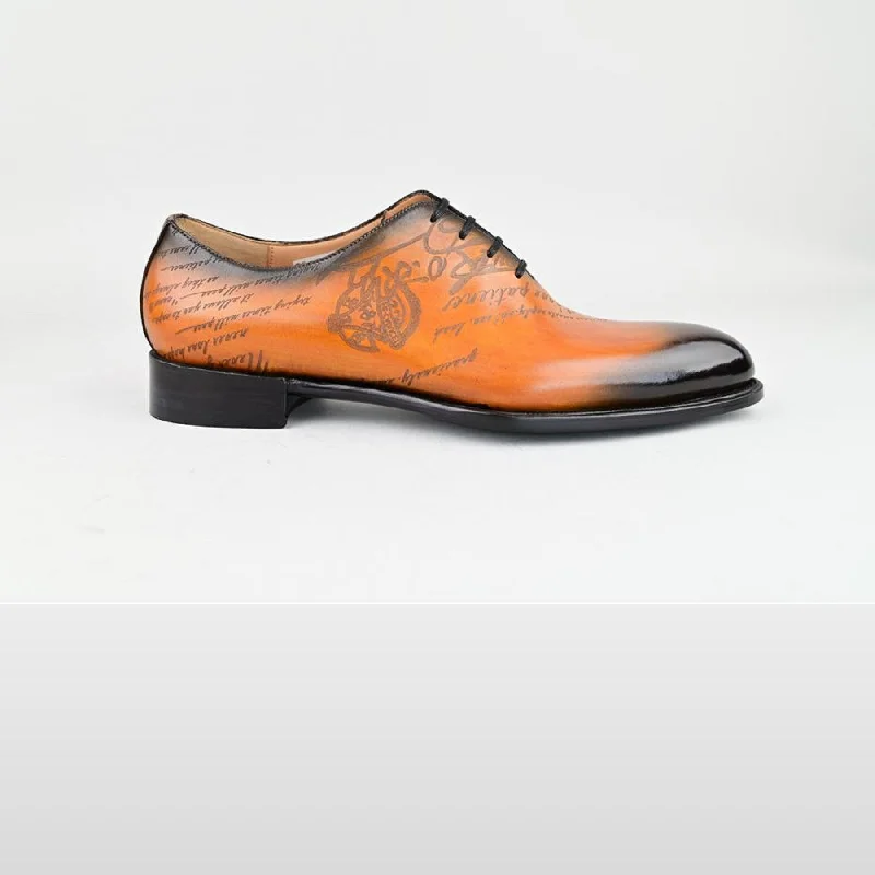 VSong MTO Wholecut Oxfords Shoes Black OrangE