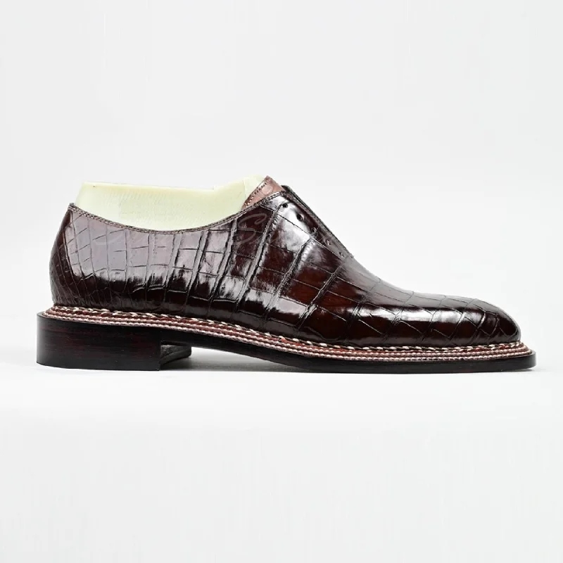 VSong MTO Calfskin Oxfords Shoes Crocodile Embossed