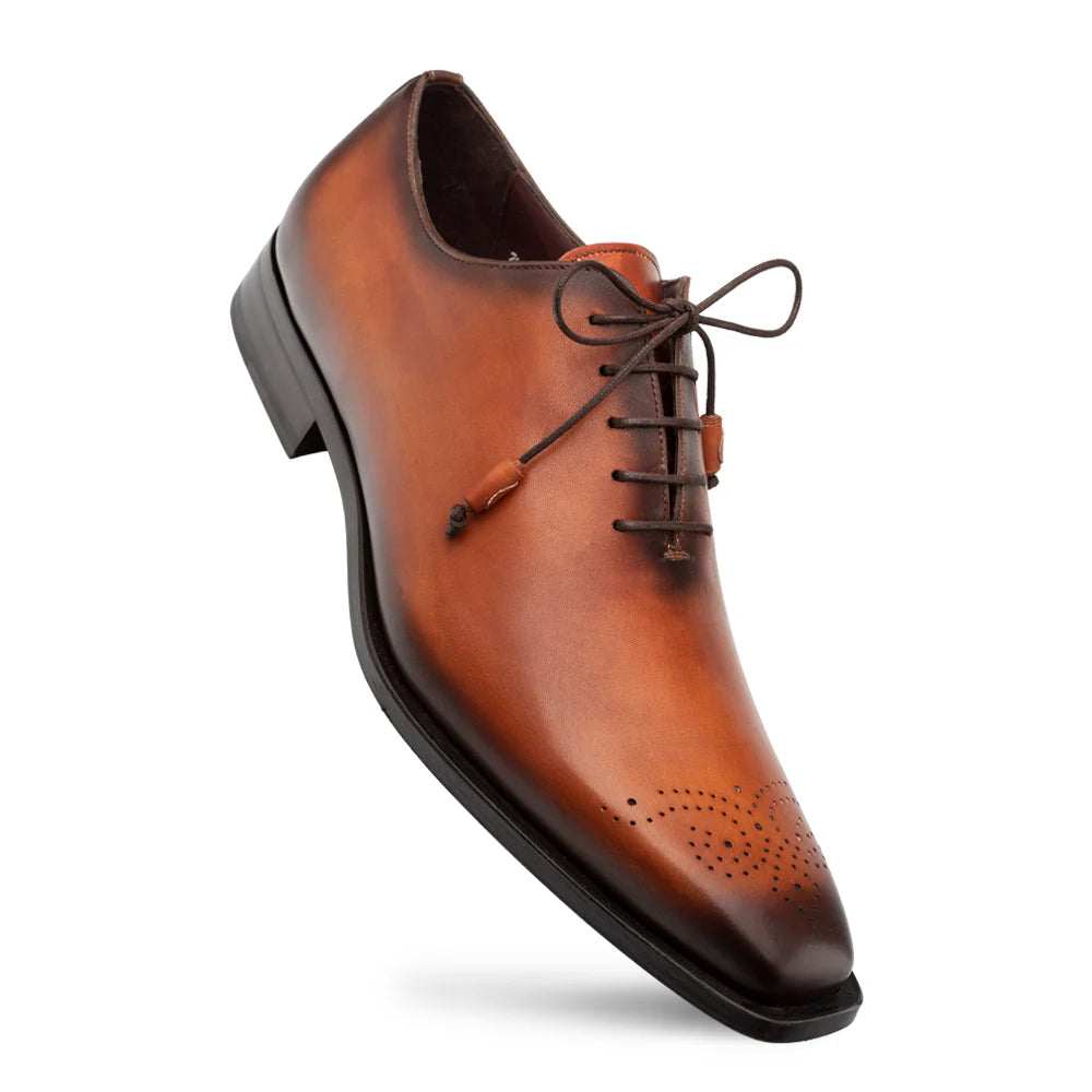 Mezlan Cupula 20933 Tan Patina Leather Whole-Cut Oxfords