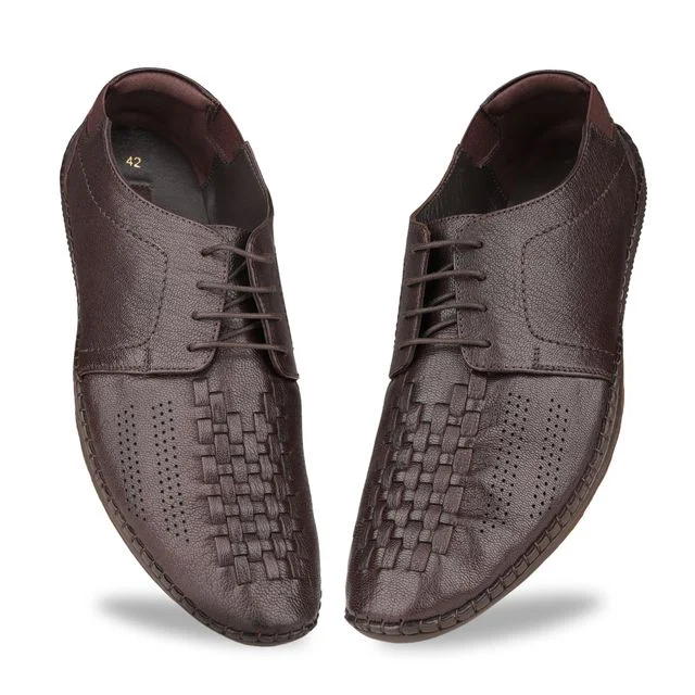 Ezok Brown Casual Leather Shoes For Men