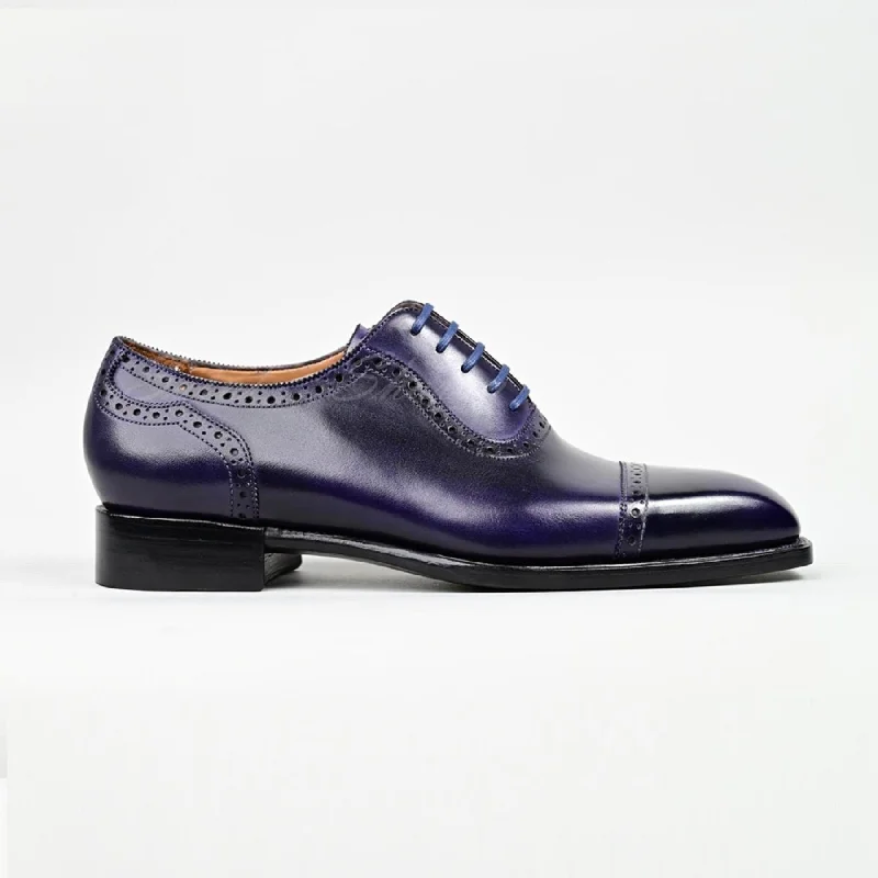 VSong MTO Burnished Oxfords Shoes Blue