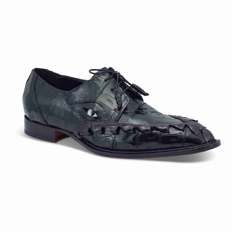 Mauri Slayer Olive/Black Genuine Hornback Tail/Crocodile Eyes Derby Oxfords 3094