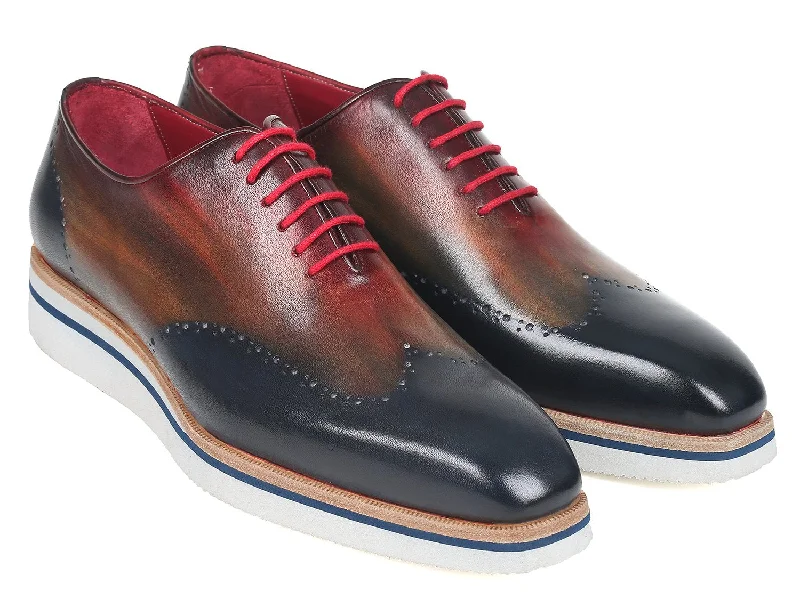 Paul Parkman Men's Smart Casual Wingtip Oxfords Multi-color (ID#187-MIX-NVY)