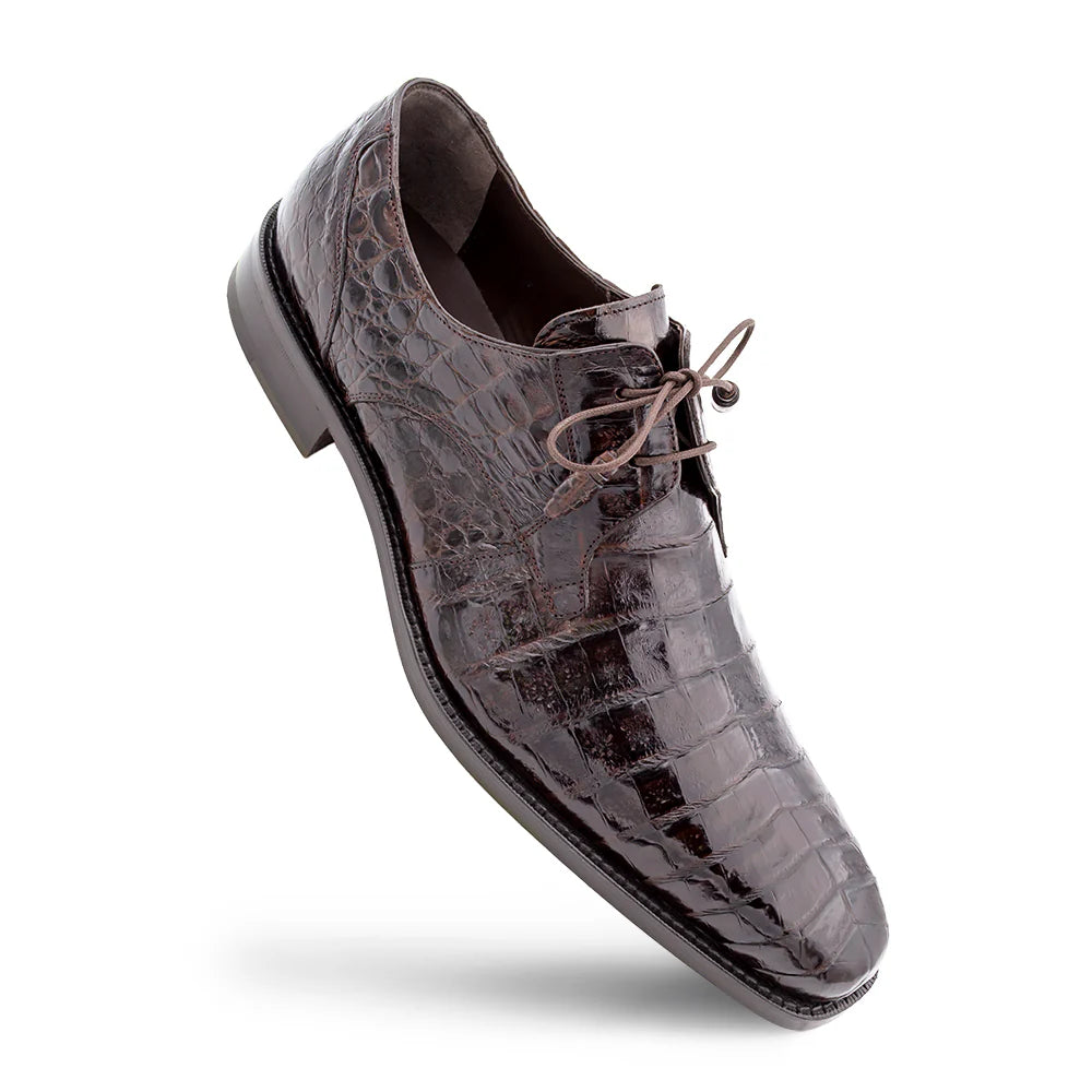 Mezlan Men's 13584-F Dark Brown Crocodile Lace Up Anderson Oxfords