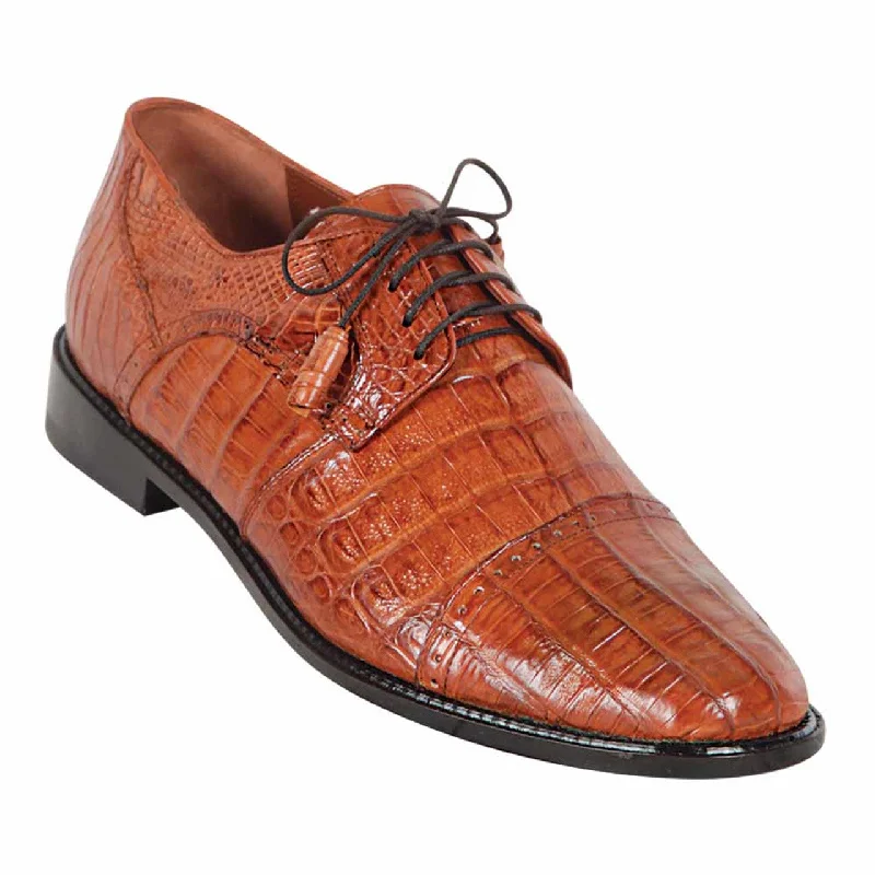 Los Altos ZV098203 Men's Cognac Genuine Caiman Belly Oxfords