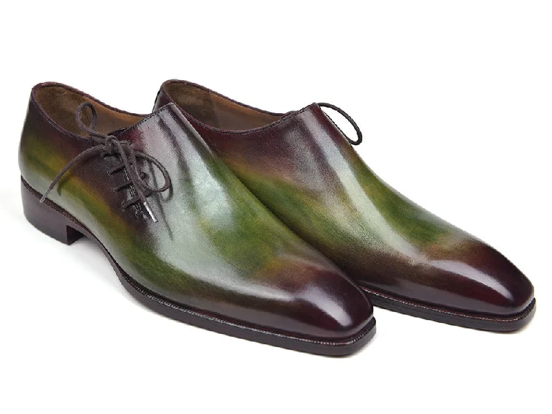 Paul Parkman Side Lace Oxfords Green & Bordeaux (ID#885F74)