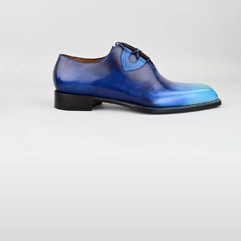 VSong MTO Crocodile Oxfords Shoes Blue