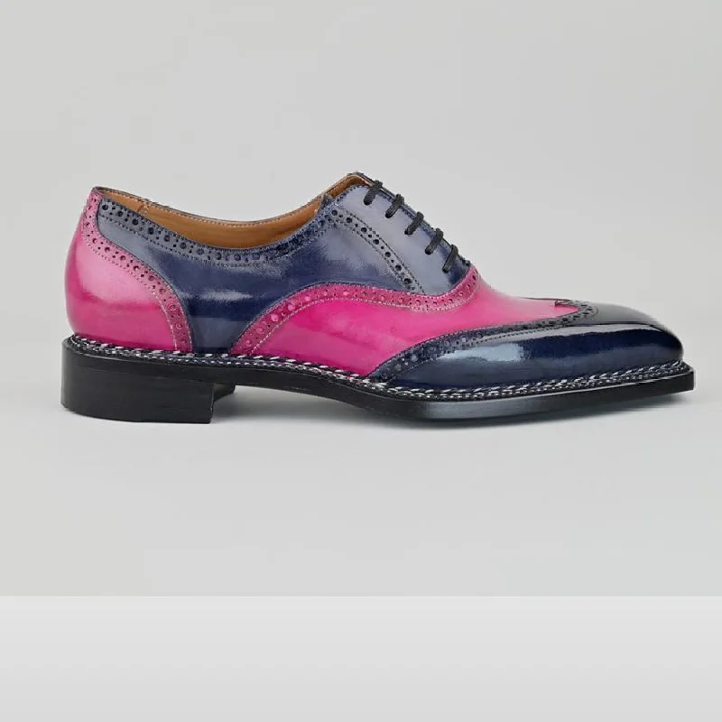 VSong MTO Smart Casual Oxfords Pink & Navy Blue