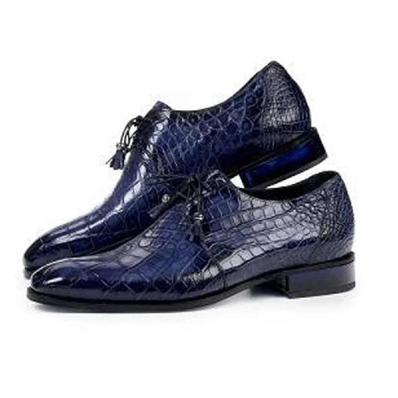 Mauri Indigo Genuine Alligator Hand Painted Oxford Shoes