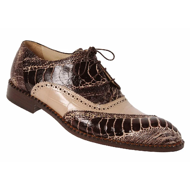 Mauri 4399 Eden Brown/Champagne Genuine Ostrich Leg/Alligator Skin Oxford Shoes