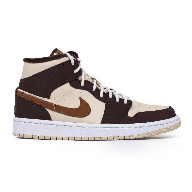 Women's Air Jordan 1 Mid, SE Cream Dark Chocolate