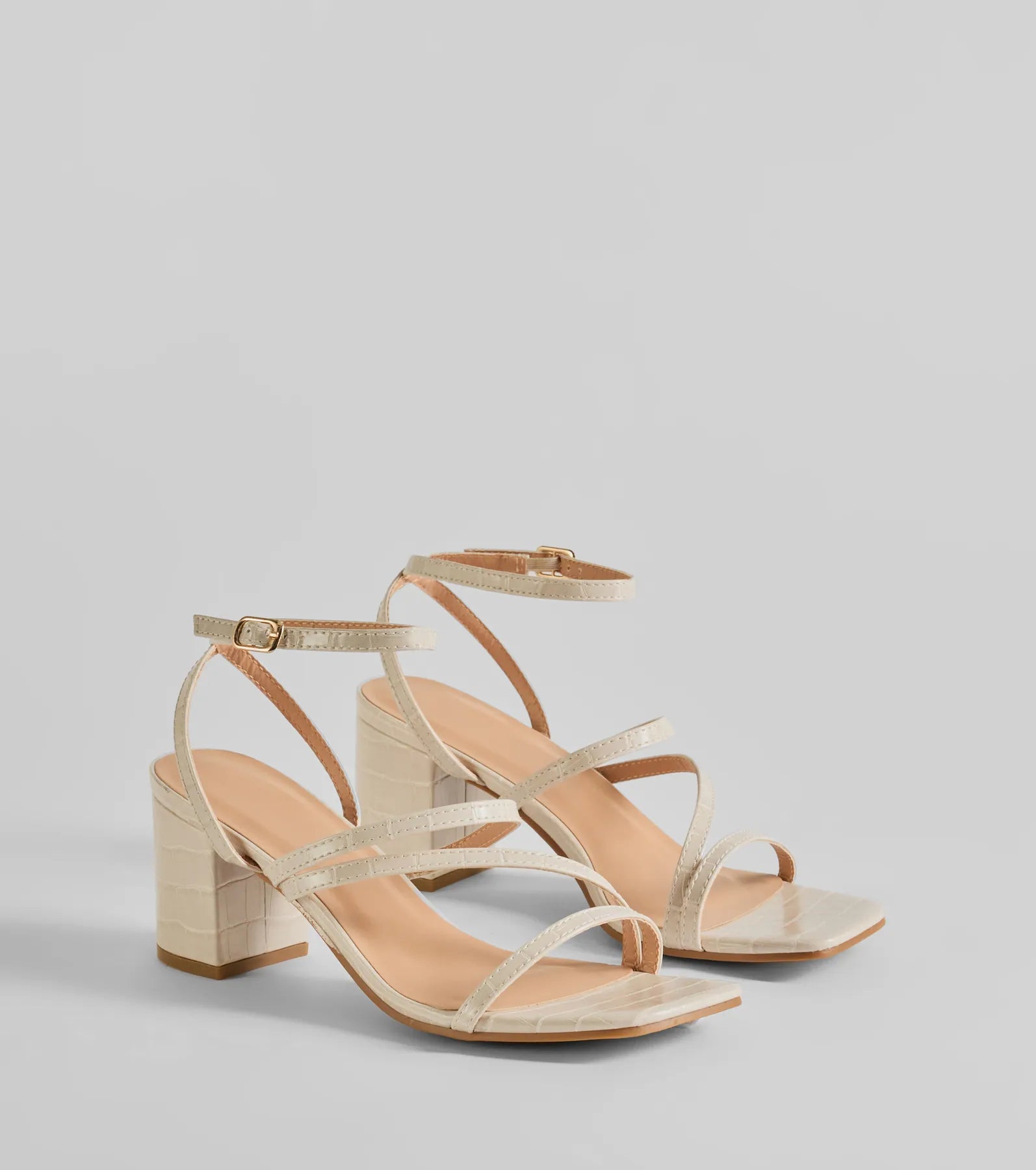 Quite Like You Strappy Faux Leather Block Heels