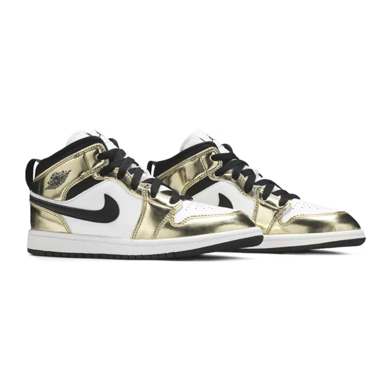 Air Jordan 1 Mid (GS), Metallic Gold