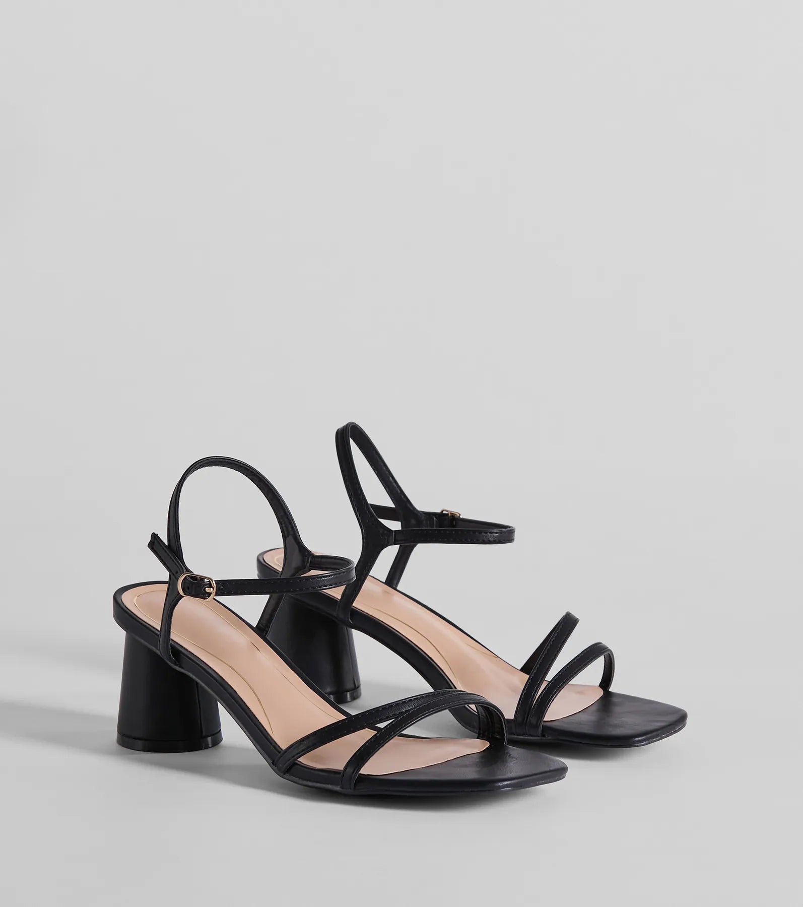 Total Admiration Strappy Faux Leather Block Heels