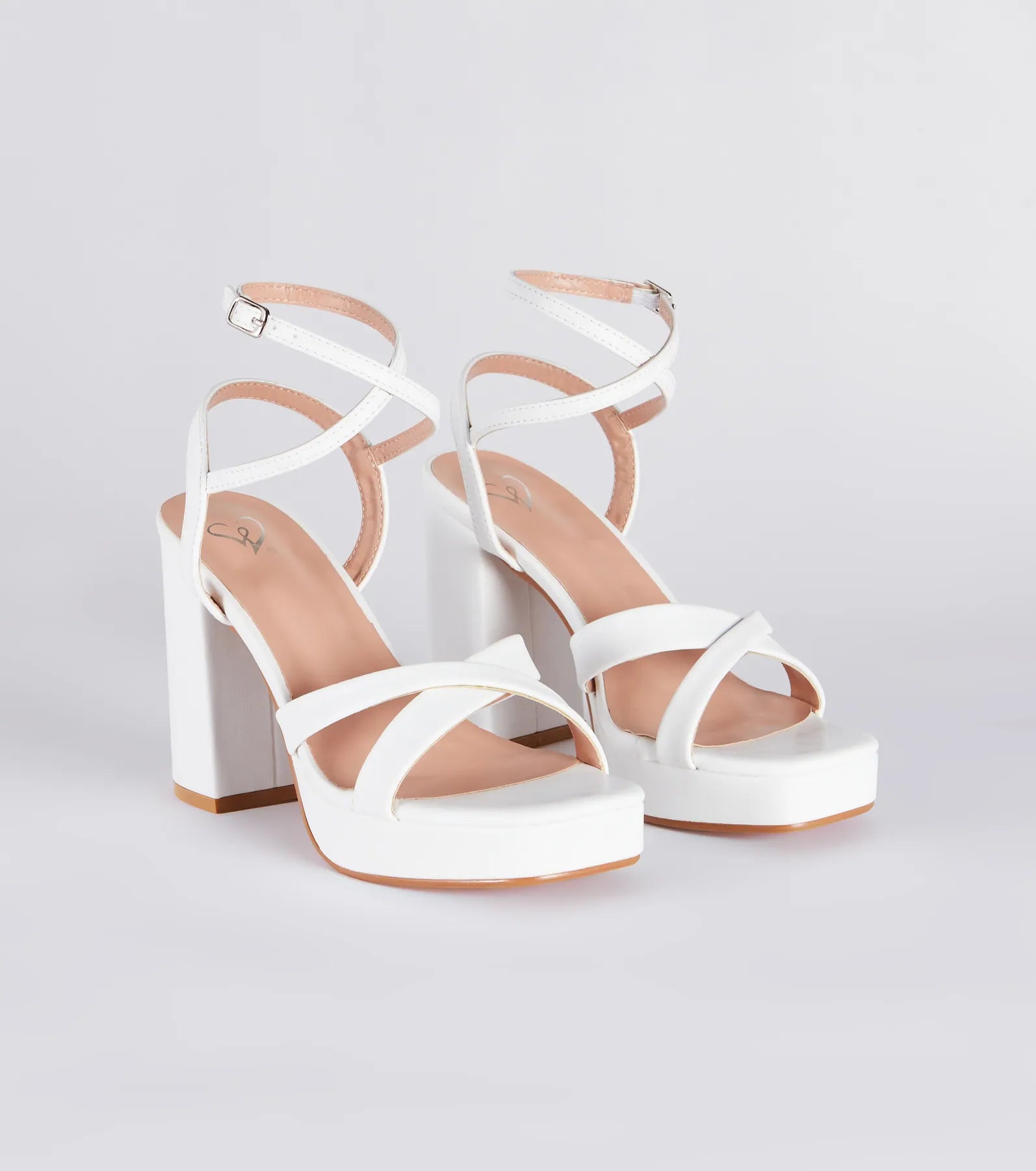 Criss Cross And Tell Platform Block Heels