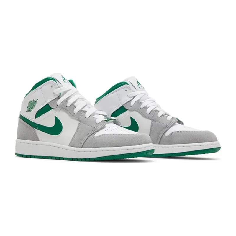 Air Jordan 1 Mid (GS), Grey Pine Green