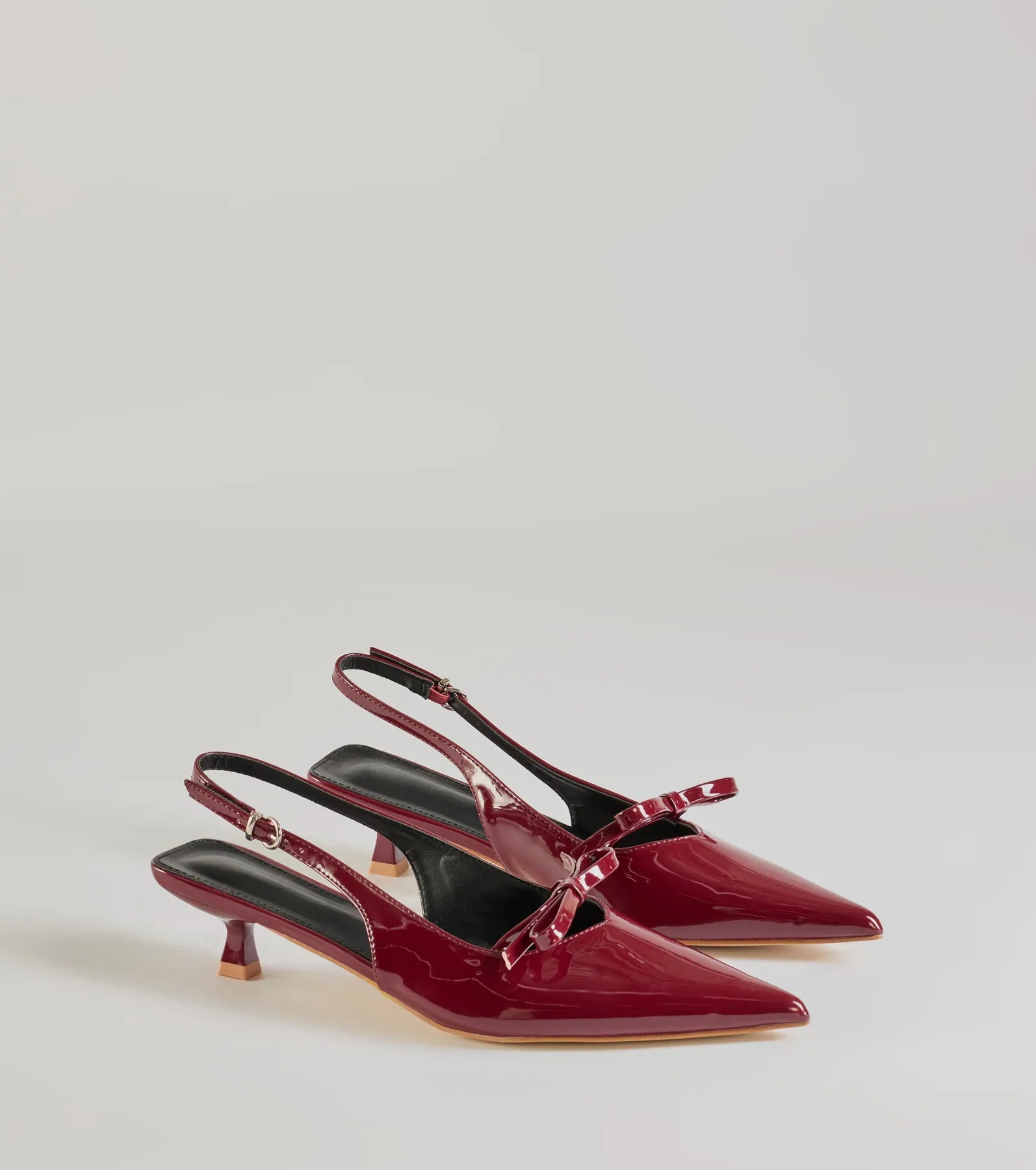 Adorably Sleek Bow Strap Kitten Heel Pumps