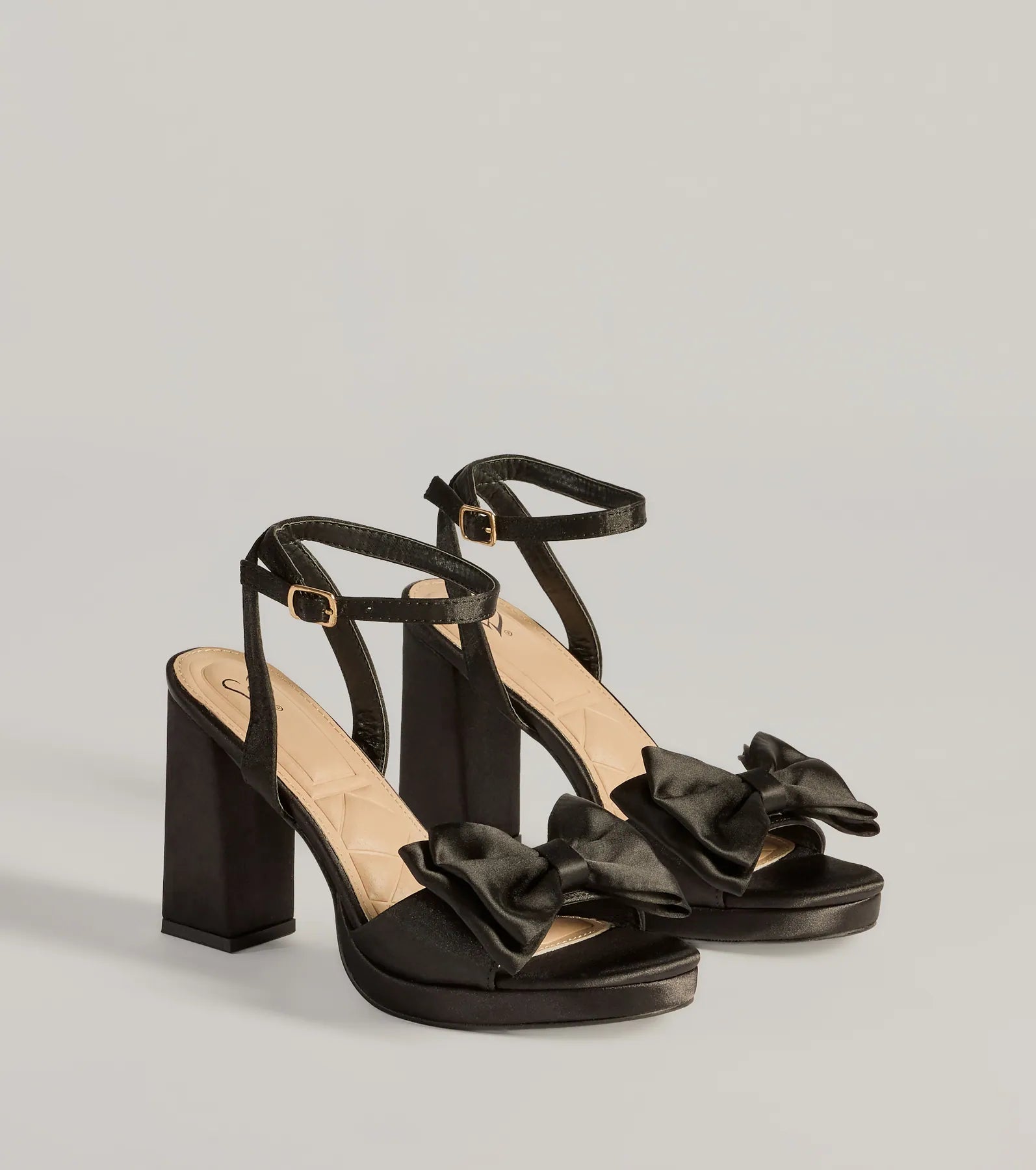 Icon Era Satin Bow Strap Platform Heels