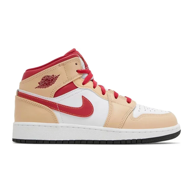 Air Jordan 1 Mid (GS), Light Curry Cardinal Red