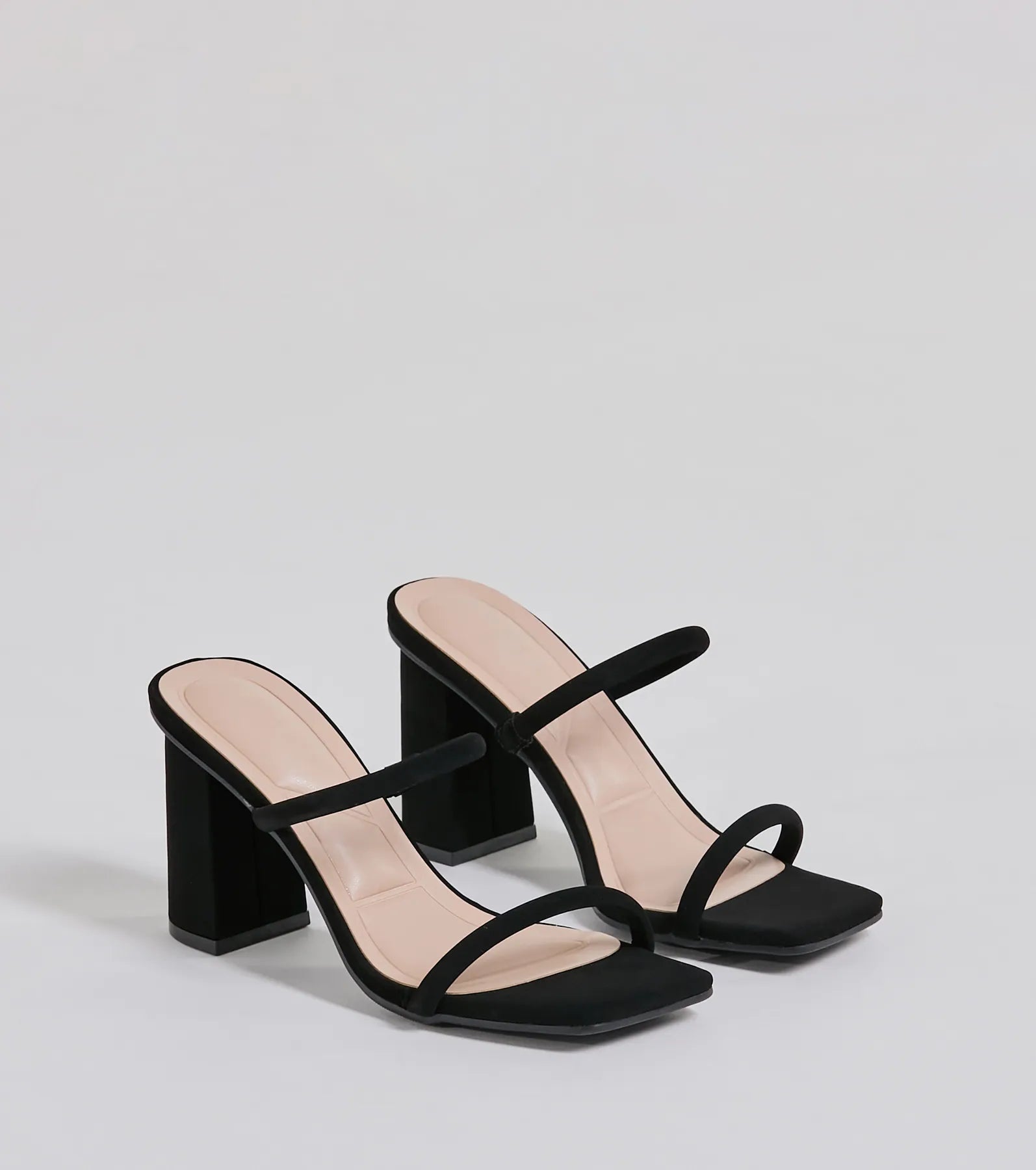 Evening Look Strappy Nubuck Block Heels