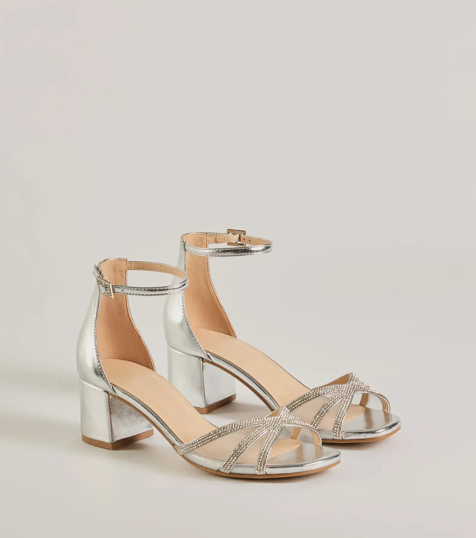 Mesmerizing Luxe Strappy Rhinestone Low-Block Heels