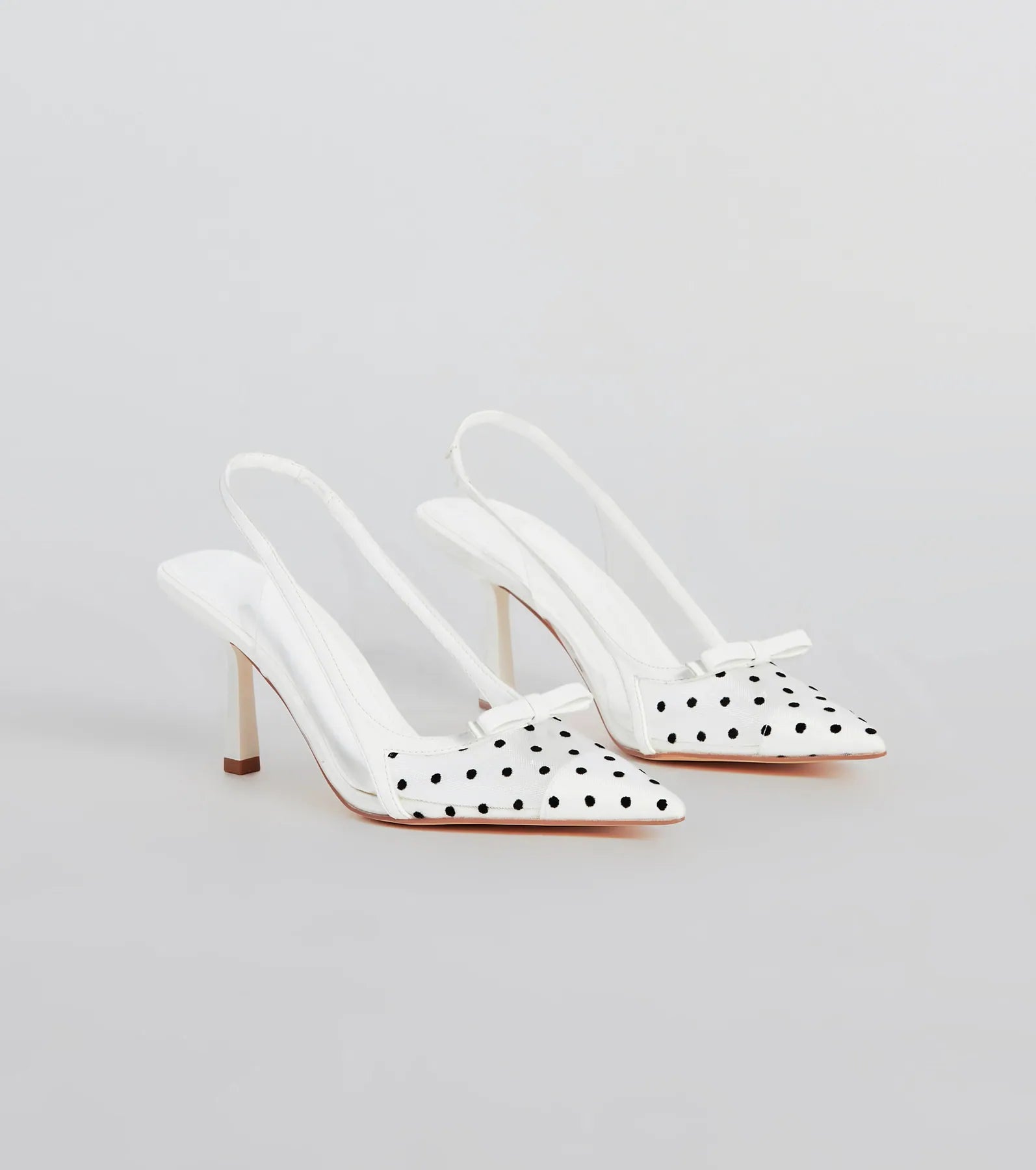 Adorably Posh Polka Dot Mesh Slingback Pumps