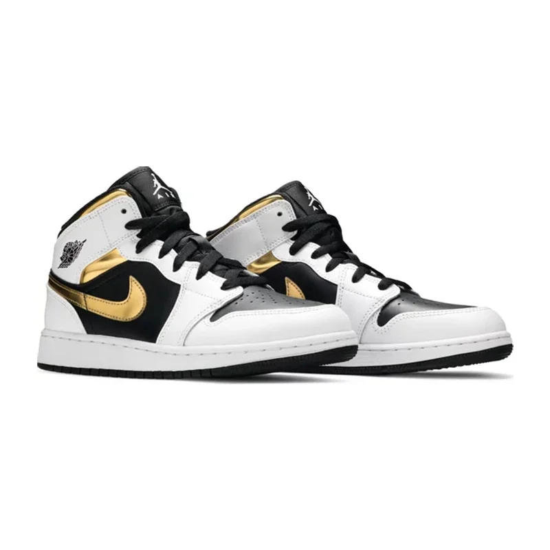 Air Jordan 1 Mid (GS), White Black