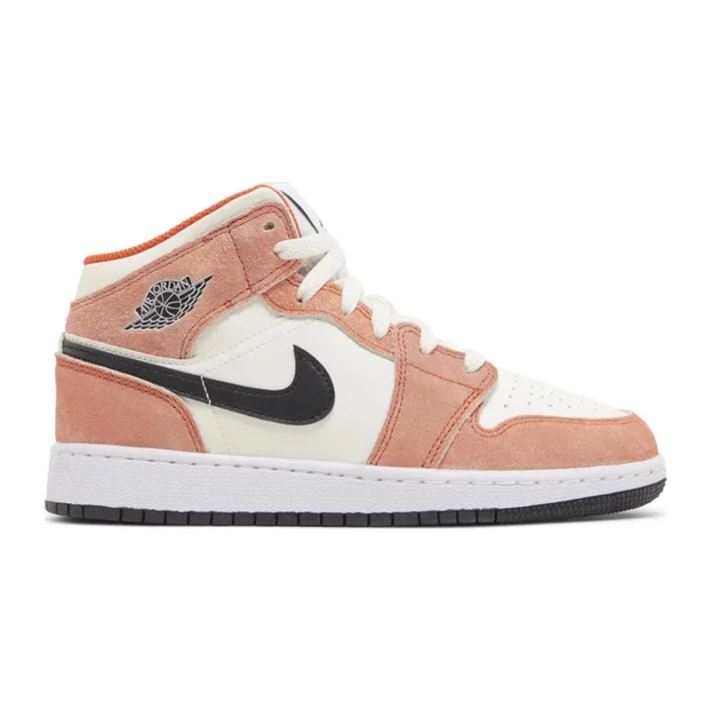 Air Jordan 1 Mid (GS), Orange Suede