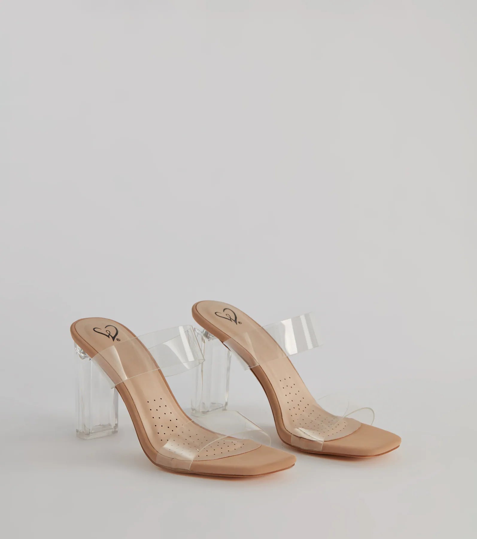 Clearly On Trend PVC Strap Lucite Block Heels