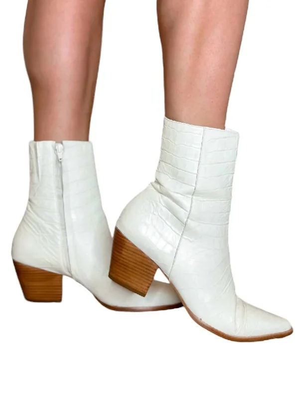 Caty Ankle Boots In Bone Croc