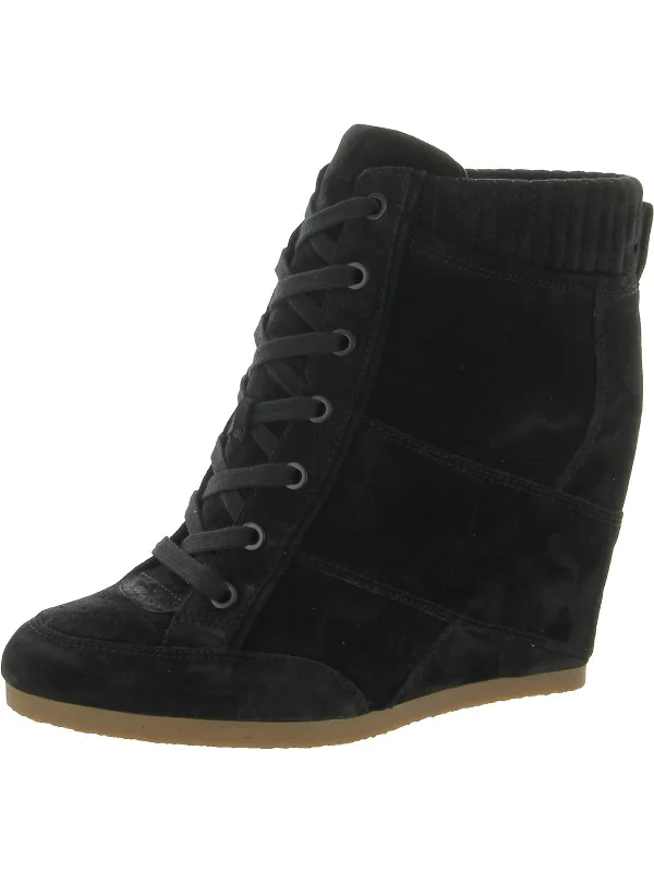 Elissa Womens Suede Covered Heel Ankle Boots