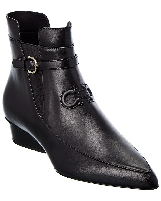 Ferragamo Gancini Leather Bootie