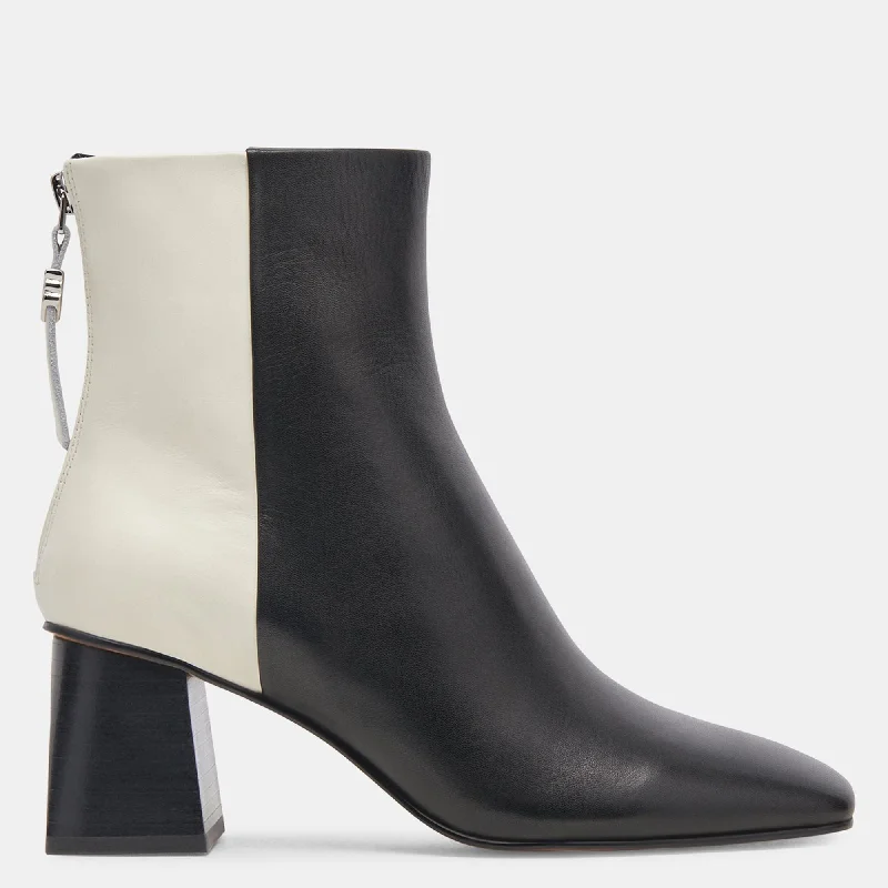 FIFI H2O WIDE BOOTIES BLACK WHITE LEATHER