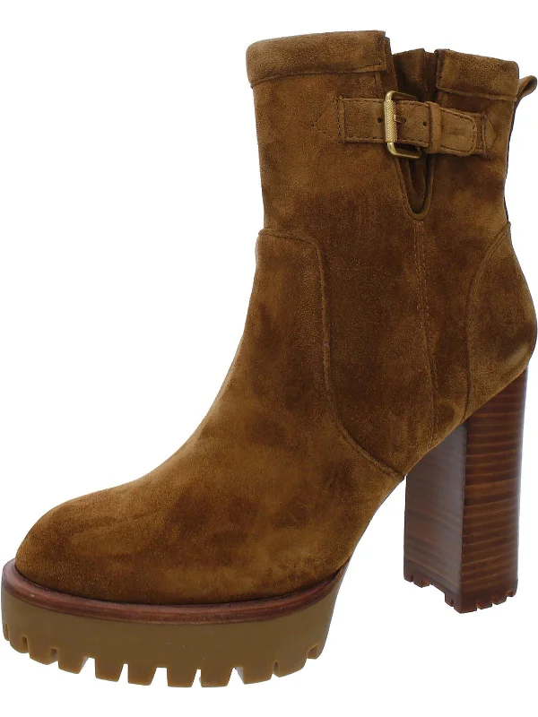 Hannigan Womens Suede Lug Sole Ankle Boots