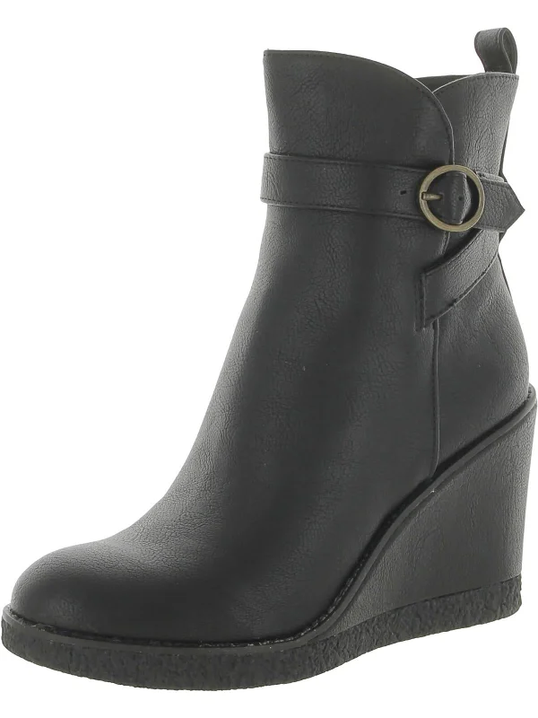 Ina Womens Faux Leather Platform Ankle Boots