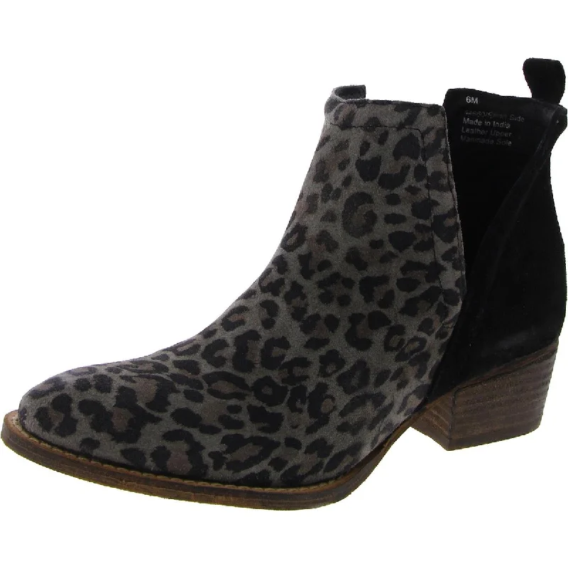 Short Side Womens Leather Snake Print Ankle Boots