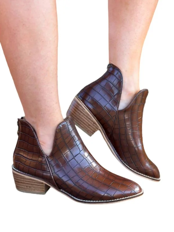 Vanish Crocodile Bootie In Dark Brown