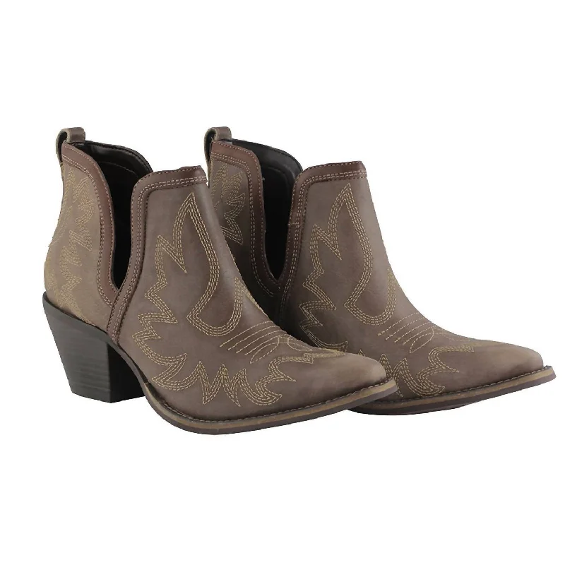 Women's Myra Leather Ankle Boot In Brown