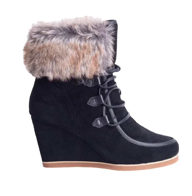 Women's North Star Ankle Boot In Black Faux Fur