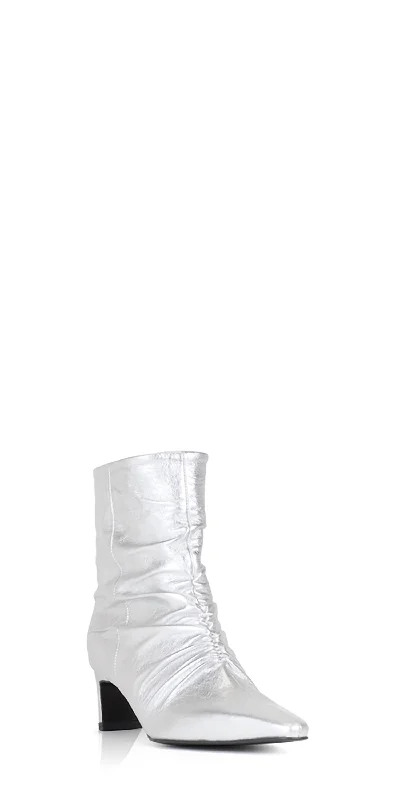 Women's Rushy Leather Ankle Boots In Silver