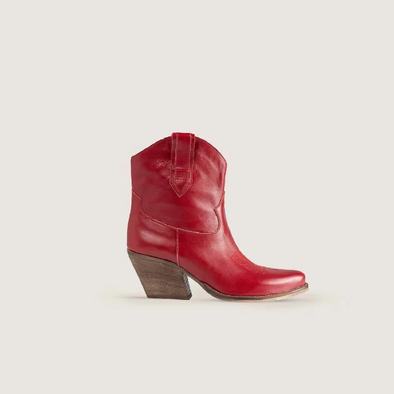 Women's Texan Ankle Boots In Red