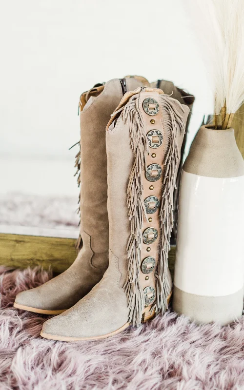 Rodeo Doll Fringe Boots in Taupe